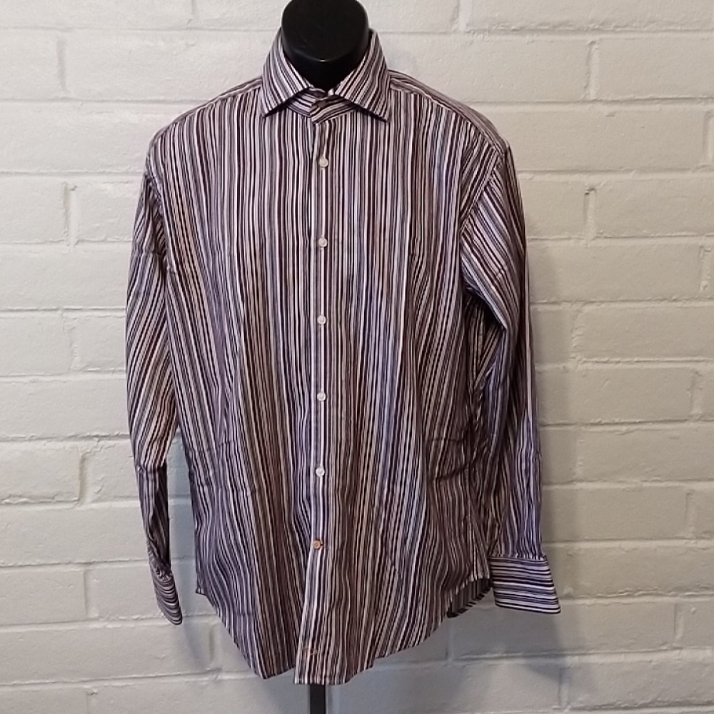Thomas Dean medium dress shirt with flip cuff